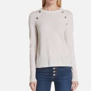 VERONICA BEARD Pearson Merino Wool Ribbed Cream Sweater Size M